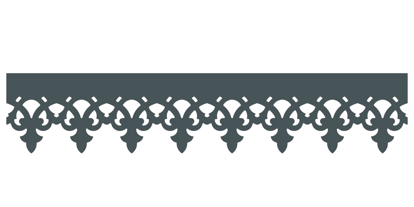 Bandeau du lambrequin Fecamp gris foncé en alu, motif décoratif pour bord de toit et fenêtre, vue rapprochée sur la frise 170mm découpée, ORNABAT