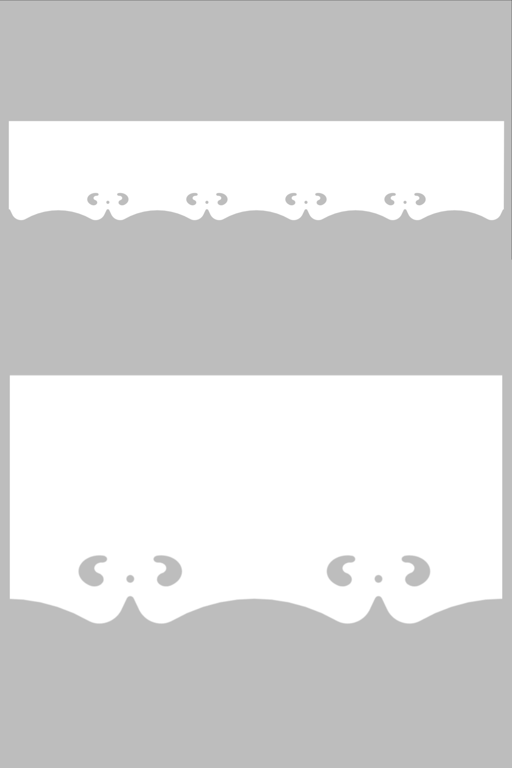 Détail du lambrequin Breville blanc en PVC, motif décoratif pour extérieur de fenêtre, vue rapprochée sur la frise 70mm découpée, ORNABAT