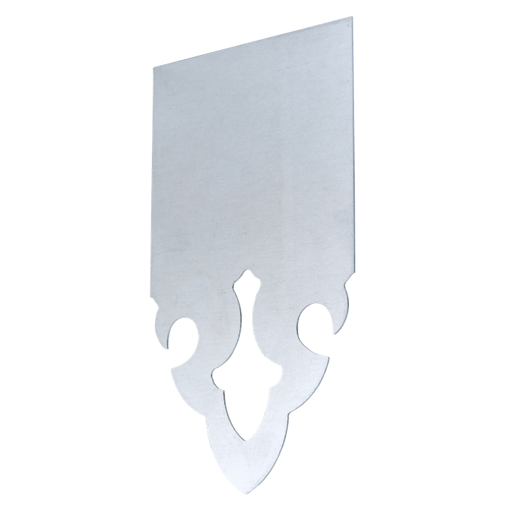 Echantillon de lambrequin en zinc naturel épaisseur 0.80mm en commande, modèle Saint-Lary, ORNABAT