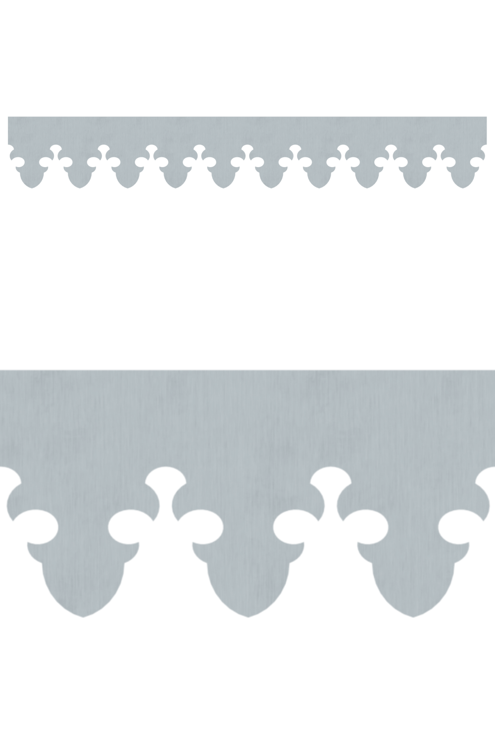 Détail du lambrequin Cauterets en métal zinc, motif décoratif pour bord de toit et fenêtre, vue rapprochée sur la frise 110mm découpée, ORNABAT