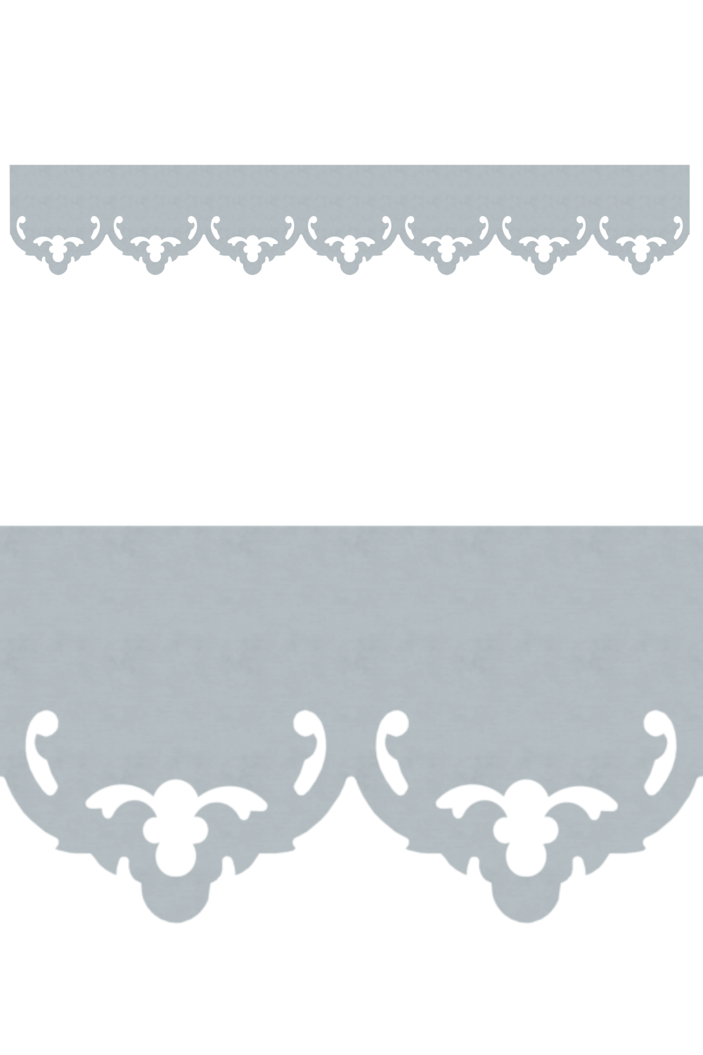 Détail du lambrequin Vannes en métal zinc, motif décoratif pour bord de toit et fenêtre, vue rapprochée sur la frise 105mm découpée, ORNABAT
