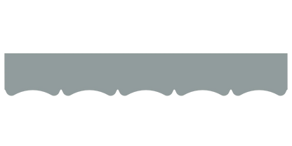 Bandeau du lambrequin Mimizan gris clair en alu, motif décoratif pour bord de toit et fenêtre, vue rapprochée sur la frise 30mm découpée, ORNABAT
