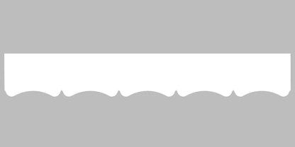 Bandeau du lambrequin Mimizan blanc en alu, motif décoratif pour bord de toit et fenêtre, vue rapprochée sur la frise 30mm découpée, ORNABAT