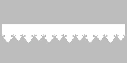 Bandeau du lambrequin Arreau blanc en alu, motif décoratif pour toit, vue rapprochée sur la frise 85mm découpée, ORNABAT