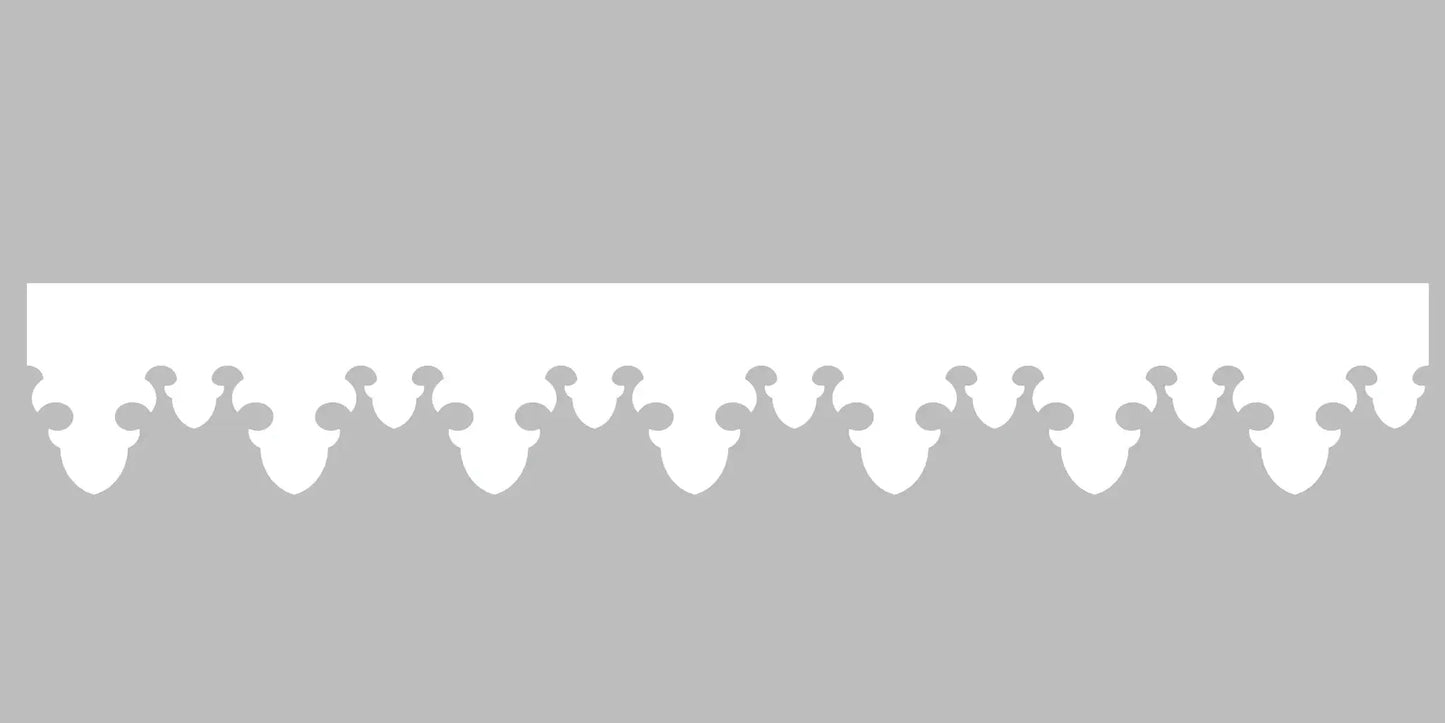Bandeau du lambrequin Gavarnie blanc en alu, motif décoratif pour toit, vue rapprochée sur la frise 110mm découpée, ORNABAT