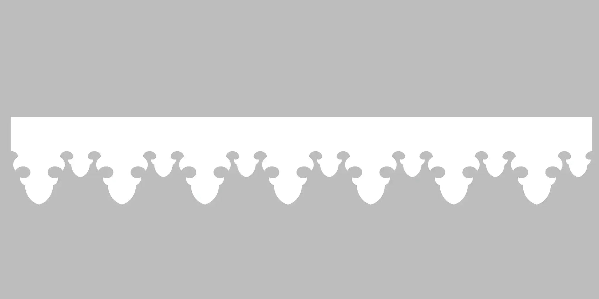 Bandeau du lambrequin Gavarnie blanc en alu, motif décoratif pour toit, vue rapprochée sur la frise 110mm découpée, ORNABAT
