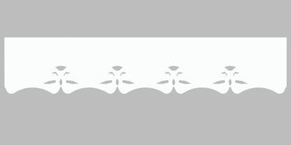 Bandeau du lambrequin Aix blanc en alu, motif décoratif pour extérieur de fenêtre, vue rapprochée sur la frise 120mm découpée, ORNABAT