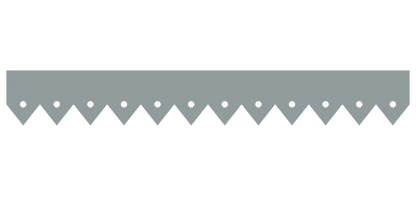 Bandeau du lambrequin Voiron gris clair en alu, motif décoratif pour bord de toit et fenêtre, vue rapprochée sur la frise 75mm découpée, ORNABAT