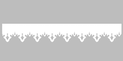 Bandeau du lambrequin Tarbes blanc en alu, motif décoratif pour toit, vue rapprochée sur la frise 105mm découpée, ORNABAT
