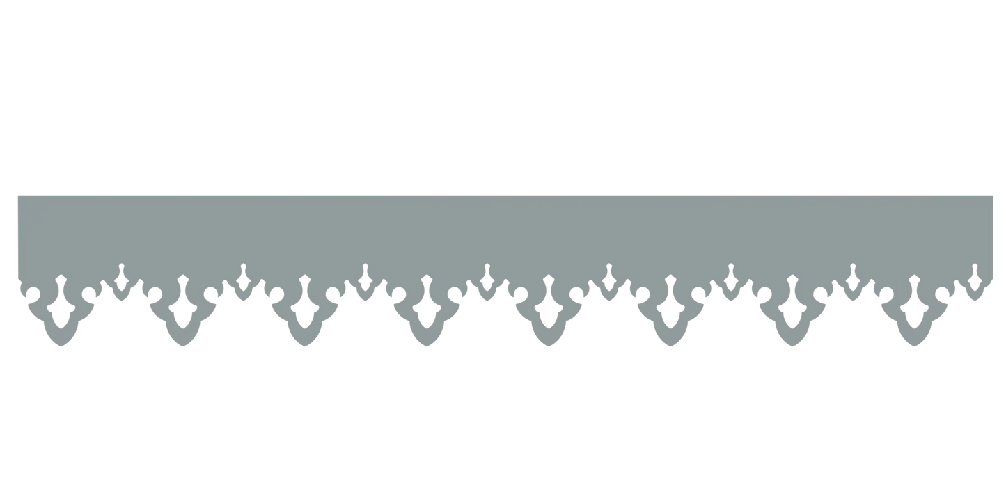 Bandeau du lambrequin Tarbes gris clair en alu, motif décoratif pour toit, vue rapprochée sur la frise 105mm découpée, ORNABAT