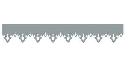 Bandeau du lambrequin Tarbes gris clair en alu, motif décoratif pour toit, vue rapprochée sur la frise 105mm découpée, ORNABAT