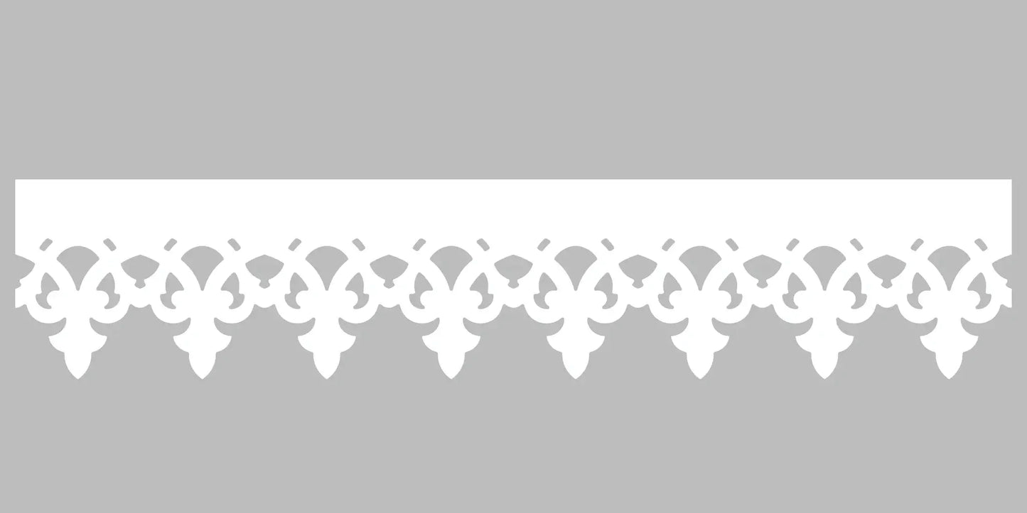 Bandeau du lambrequin Fecamp blanc en alu, motif décoratif pour bord de toit et fenêtre, vue rapprochée sur la frise 170mm découpée, ORNABAT