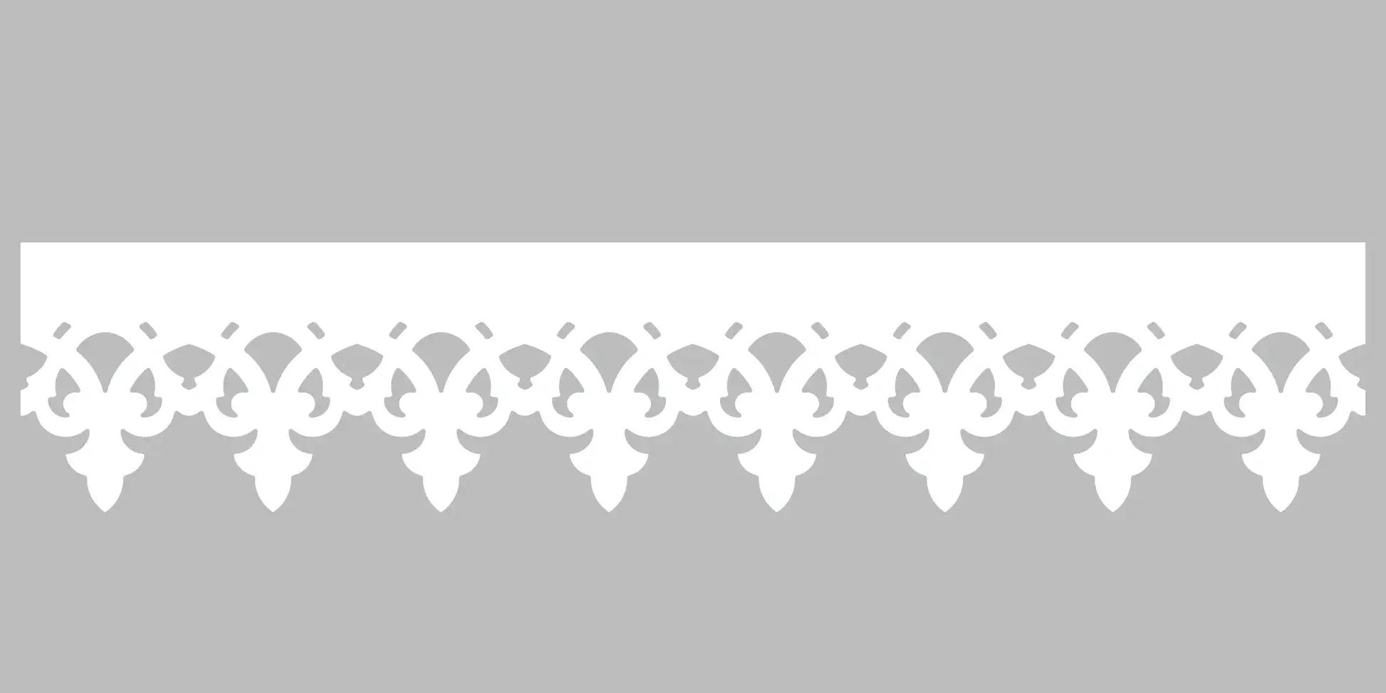 Bandeau du lambrequin Fecamp blanc en alu, motif décoratif pour bord de toit et fenêtre, vue rapprochée sur la frise 170mm découpée, ORNABAT