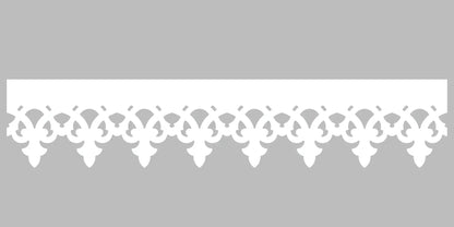 Bandeau du lambrequin Fecamp blanc en alu, motif décoratif pour bord de toit et fenêtre, vue rapprochée sur la frise 170mm découpée, ORNABAT