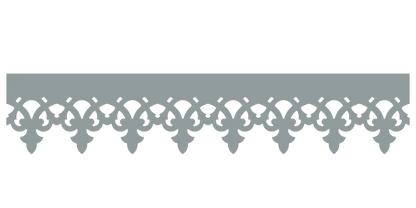 Bandeau du lambrequin Fecamp gris clair en alu, motif décoratif pour bord de toit et fenêtre, vue rapprochée sur la frise 170mm découpée, ORNABAT