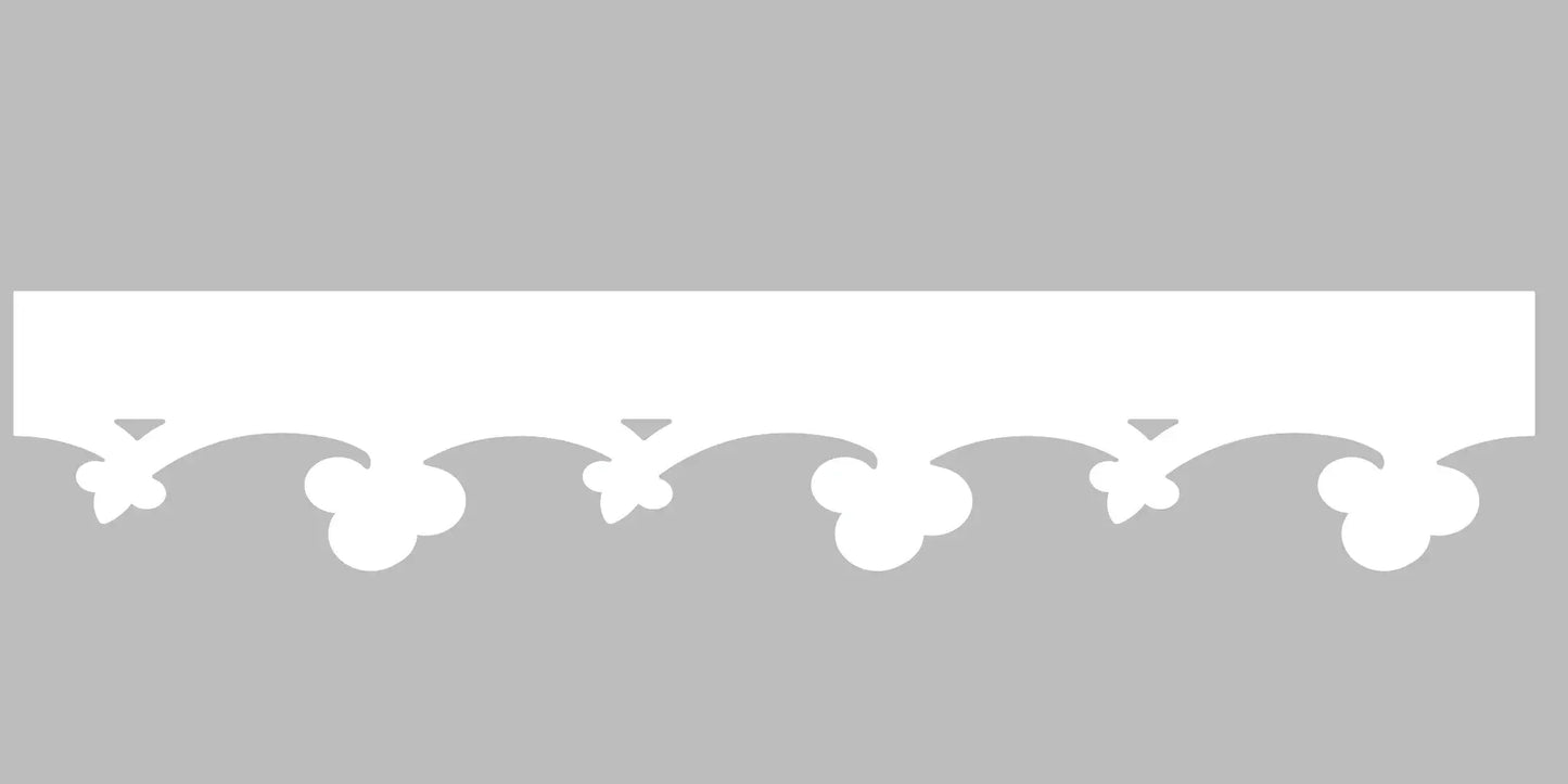 Bandeau du lambrequin Les-Dalles blanc en alu, motif décoratif pour toit, vue rapprochée sur la frise 120mm découpée, ORNABAT