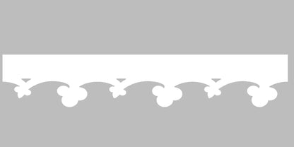 Bandeau du lambrequin Les-Dalles blanc en alu, motif décoratif pour toit, vue rapprochée sur la frise 120mm découpée, ORNABAT