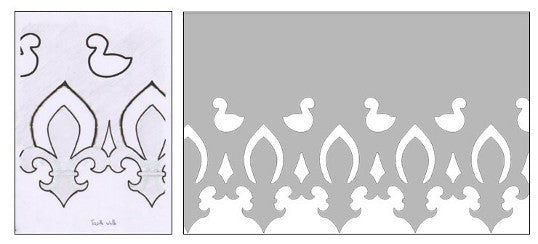 Reproduction lambrequin de façade, réalisé depuis un dessin et résultat en image, ORNABAT