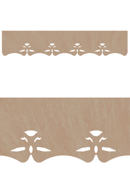 Bandeau du lambrequin Aix en bois, motif décoratif pour extérieur de fenêtre, vue rapprochée sur la frise 120mm découpée, ORNABAT