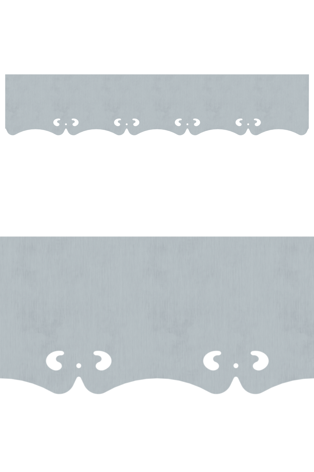 Détail du lambrequin Breville en métal zinc, motif décoratif pour extérieur de fenêtre, vue rapprochée sur la frise 70mm découpée, ORNABAT
