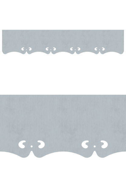 Détail du lambrequin Breville en métal zinc, motif décoratif pour extérieur de fenêtre, vue rapprochée sur la frise 70mm découpée, ORNABAT