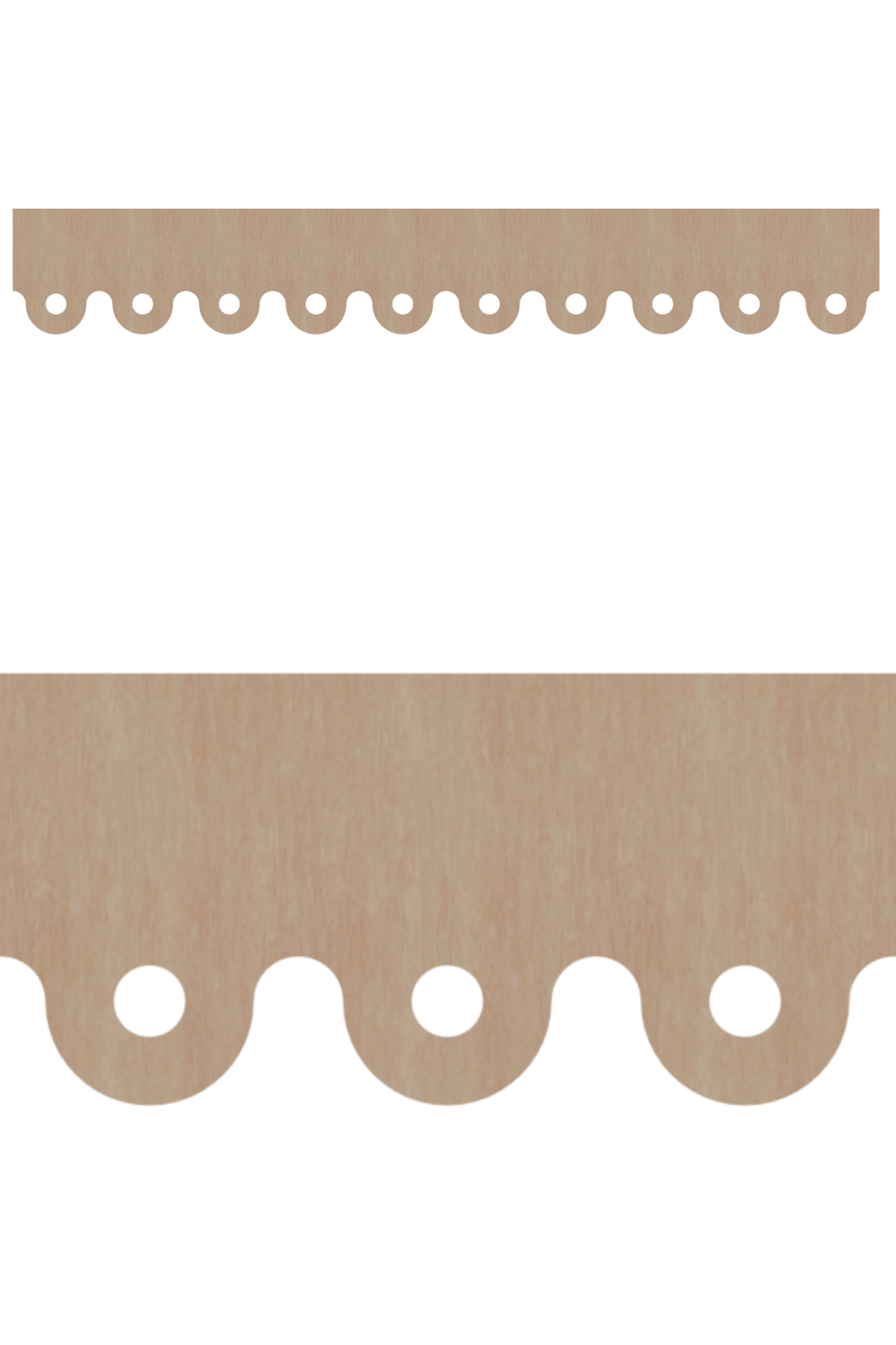Détail du lambrequin Evreux en bois, motif décoratif pour bord de toit et fenêtre, vue rapprochée sur la frise 60mm découpée, ORNABAT