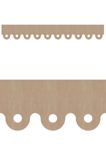 Détail du lambrequin Evreux en bois, motif décoratif pour bord de toit et fenêtre, vue rapprochée sur la frise 60mm découpée, ORNABAT