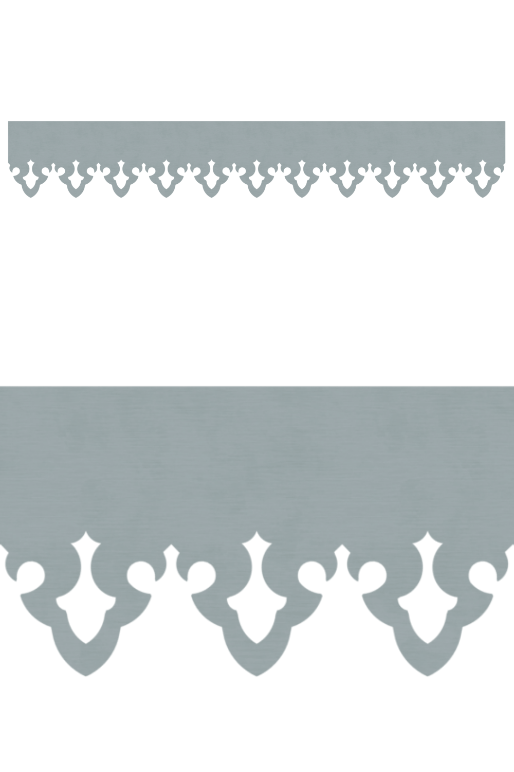 Détail du lambrequin Saint-Lary en métal zinc, motif décoratif pour bord de toit et fenêtre, vue rapprochée sur la frise 93mm découpée, ORNABAT