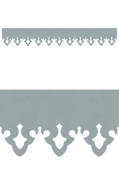 Détail du lambrequin Saint-Lary en métal zinc, motif décoratif pour bord de toit et fenêtre, vue rapprochée sur la frise 93mm découpée, ORNABAT