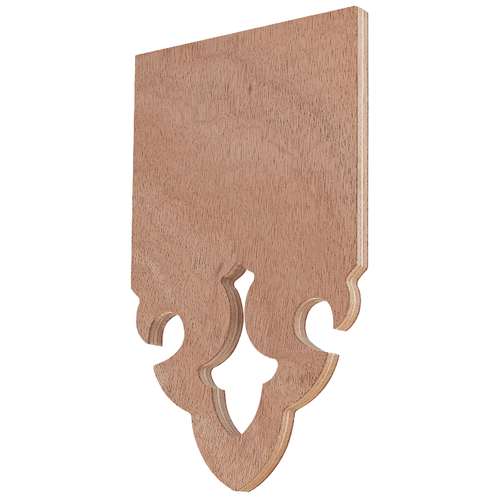 Echantillon de lambrequin en bois épaisseur 10mm en commande, modèle Saint-Lary, ORNABAT
