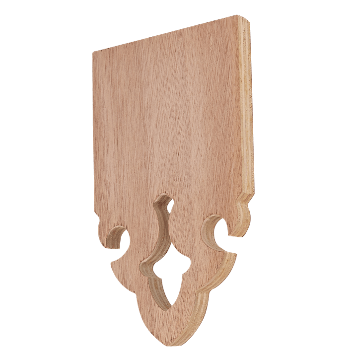Echantillon de lambrequin en bois épaisseur 15mm en commande, modèle Saint-Lary, ORNABAT