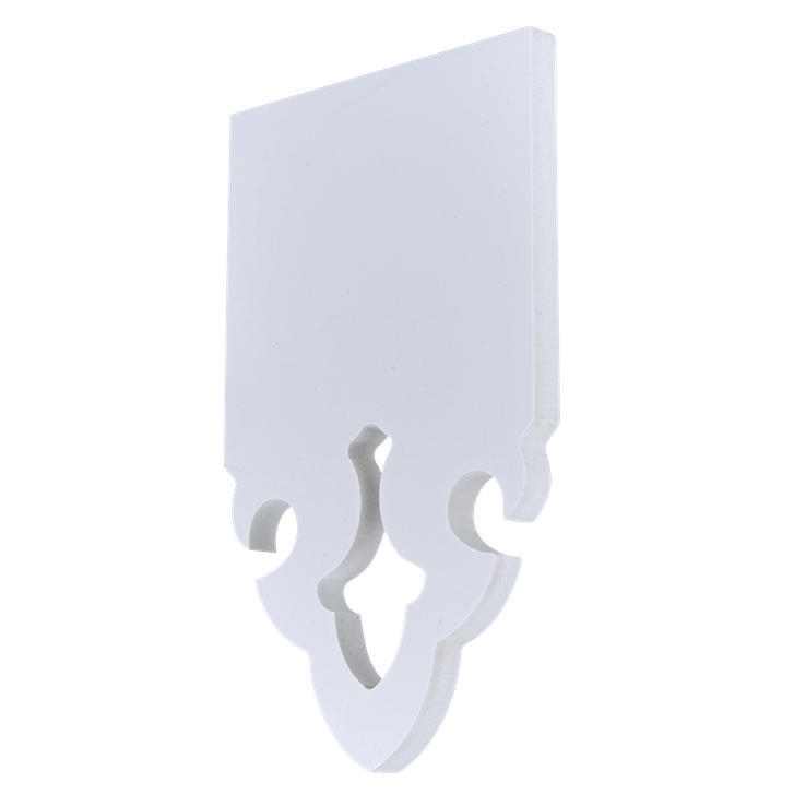 Echantillon de lambrequin en PVC blanc épaisseur 10mm en commande, modèle Saint-Lary, ORNABAT