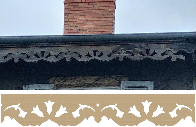 Reproduction lambrequin de façade, réalisé depuis une photo et résultat en image, ORNABAT