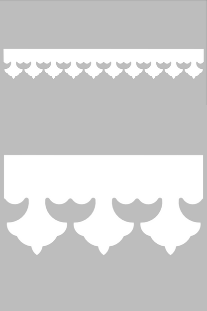 Détail du lambrequin Cannes blanc en PVC, motif décoratif pour bord de toit et fenêtre, vue rapprochée sur la frise 105mm découpée, ORNABAT