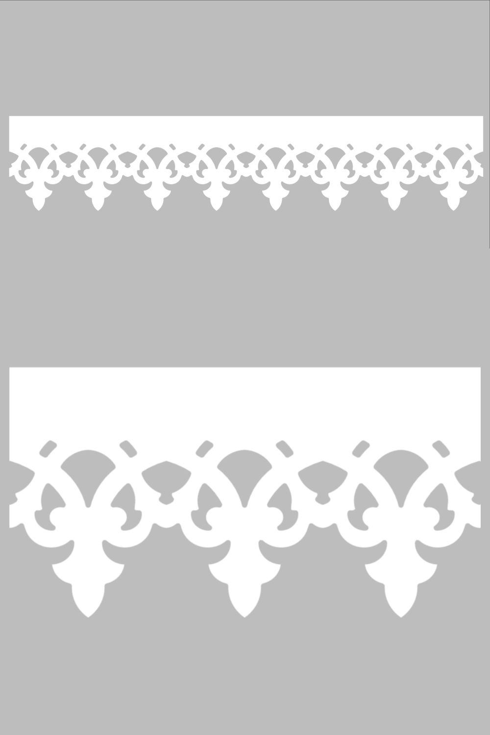 Détail du lambrequin Fecamp blanc en PVC, motif décoratif pour bord de toit et fenêtre, vue rapprochée sur la frise 170mm découpée, ORNABAT