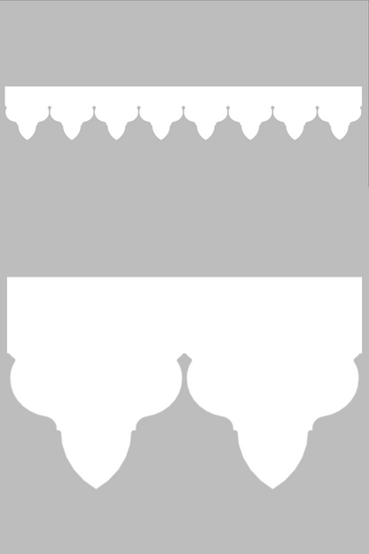 Détail du lambrequin Frejus blanc en PVC, motif décoratif pour bord de toit et fenêtre, vue rapprochée sur la frise 115mm découpée, ORNABAT