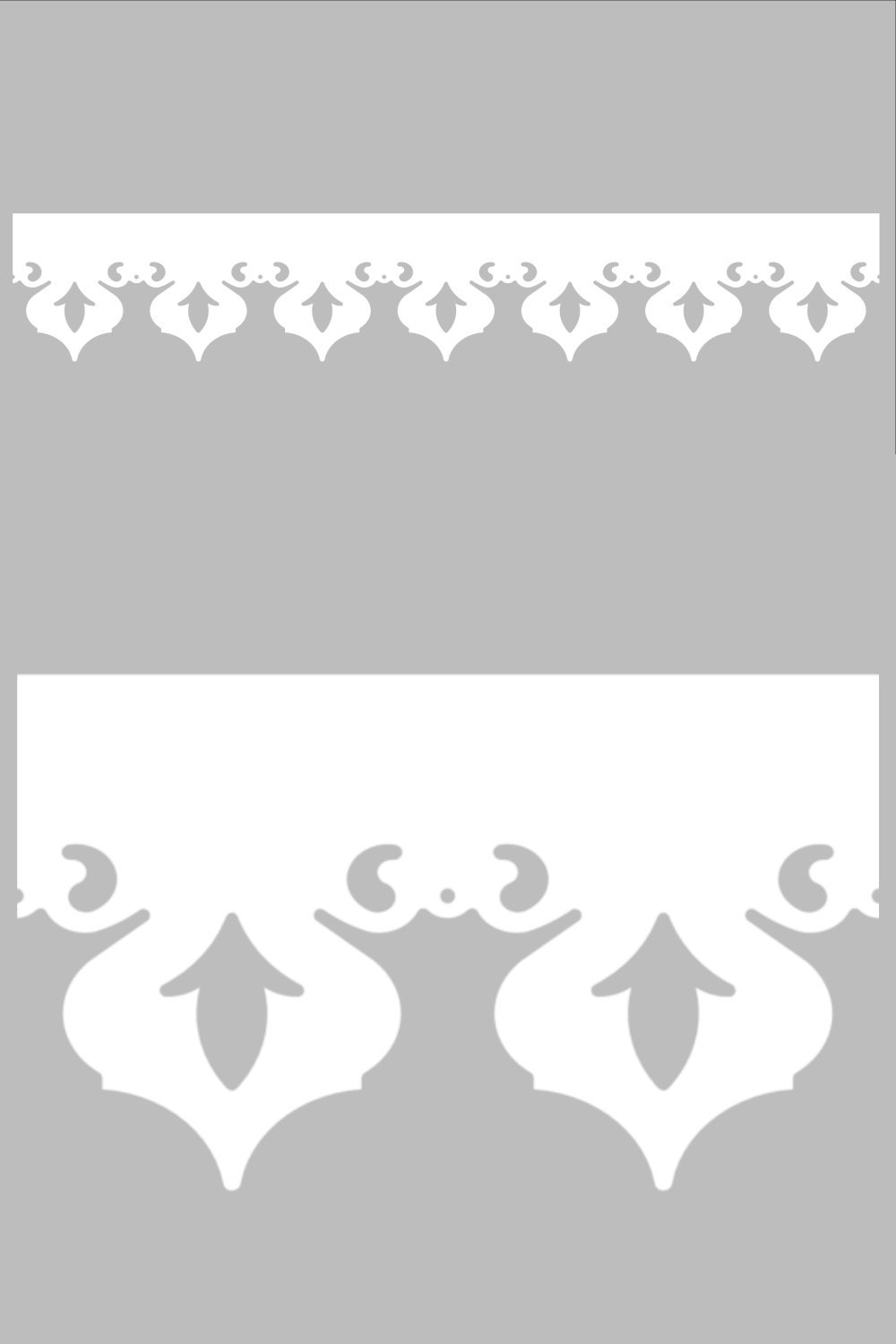Détail du lambrequin Granville blanc en PVC, motif décoratif pour bord de toit et fenêtre, vue rapprochée sur la frise 135mm découpée, ORNABAT