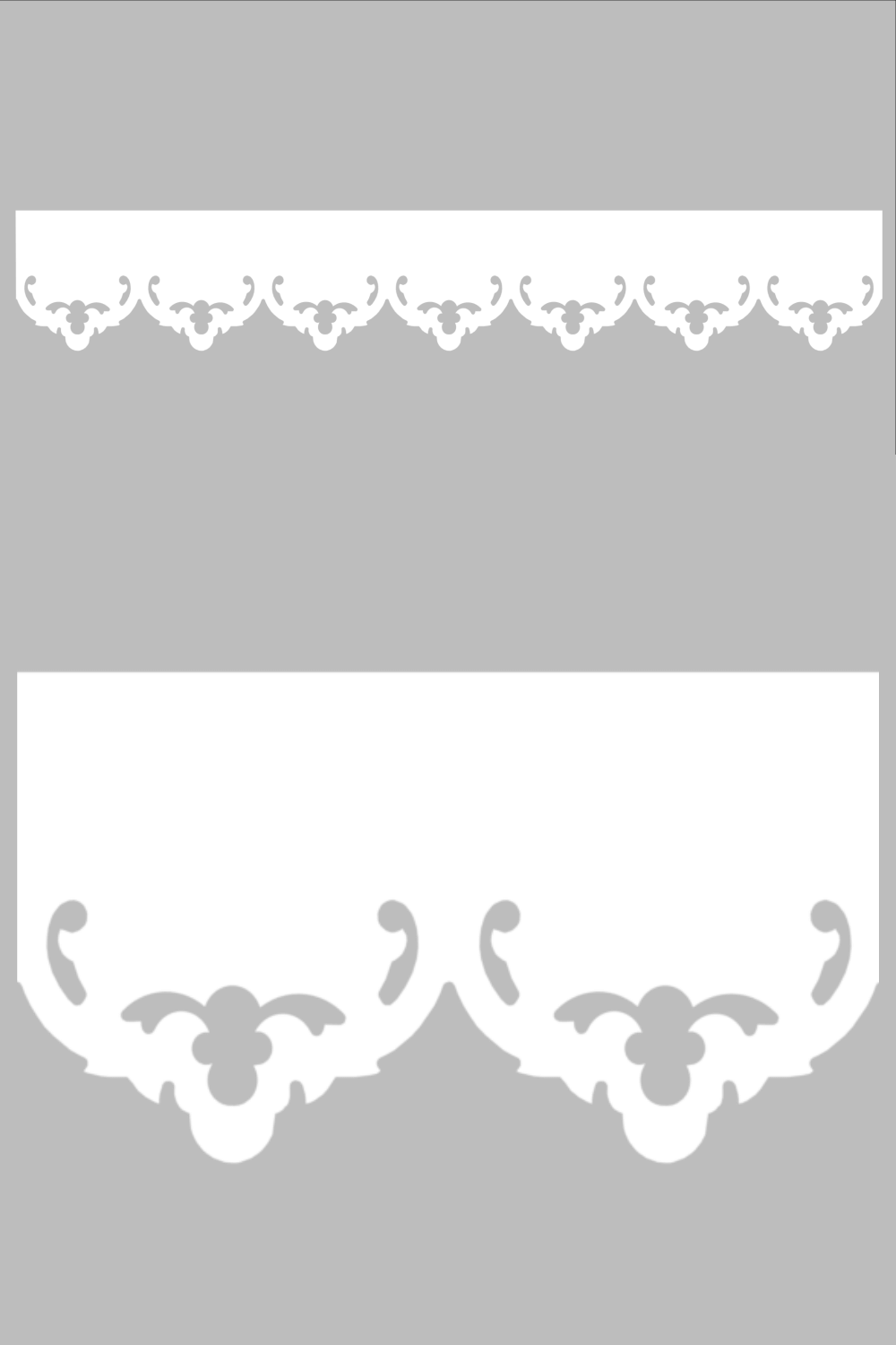 Détail du lambrequin Vannes blanc en PVC, motif décoratif pour bord de toit et fenêtre, vue rapprochée sur la frise 105mm découpée, ORNABAT