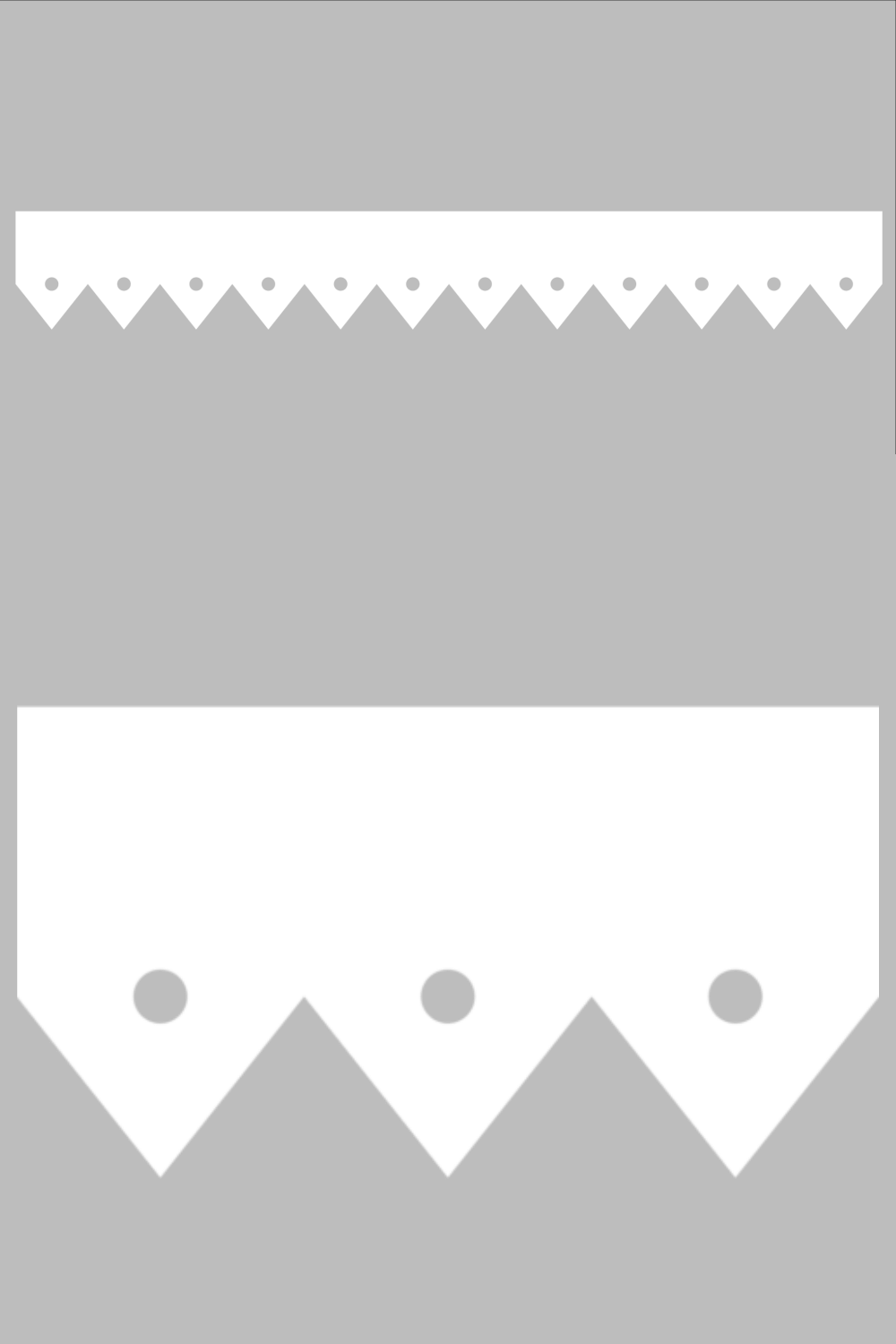 Détail du lambrequin Voiron blanc en PVC, motif décoratif pour bord de toit et fenêtre, vue rapprochée sur la frise 75mm découpée, ORNABAT
