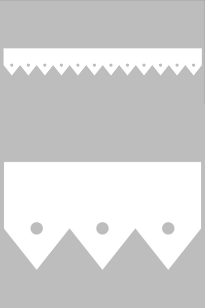 Détail du lambrequin Voiron blanc en PVC, motif décoratif pour bord de toit et fenêtre, vue rapprochée sur la frise 75mm découpée, ORNABAT