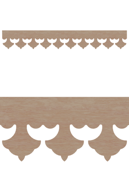 Détail du lambrequin Cannes en bois, motif décoratif pour bord de toit et fenêtre, vue rapprochée sur la frise 105mm découpée, ORNABAT