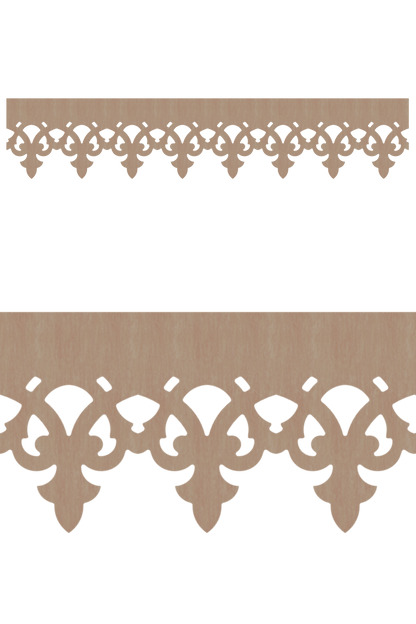 Détail du lambrequin Fecamp en bois, motif décoratif pour bord de toit et fenêtre, vue rapprochée sur la frise 170mm découpée, ORNABAT