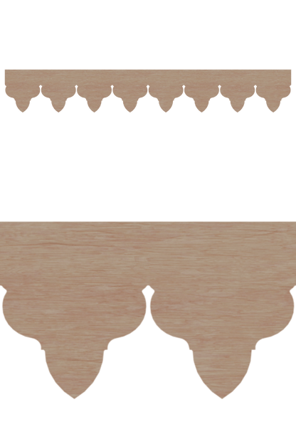 Détail du lambrequin Frejus en bois, motif décoratif pour bord de toit et fenêtre, vue rapprochée sur la frise 115mm découpée, ORNABAT