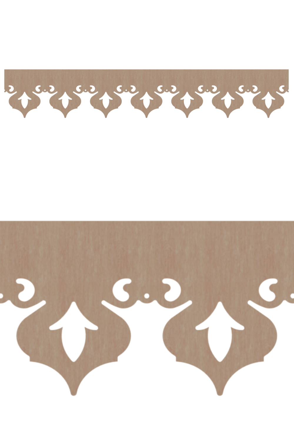 Détail du lambrequin Granville en bois, motif décoratif pour bord de toit et fenêtre, vue rapprochée sur la frise 135mm découpée, ORNABAT
