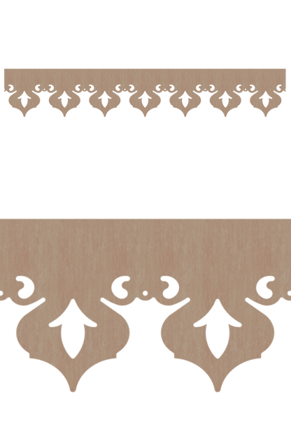 Détail du lambrequin Granville en bois, motif décoratif pour bord de toit et fenêtre, vue rapprochée sur la frise 135mm découpée, ORNABAT