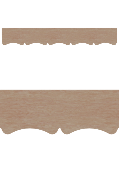 Dérail du lambrequin Mimizan en bois, motif décoratif pour bord de toit et fenêtre, vue rapprochée sur la frise 30mm découpée, ORNABAT