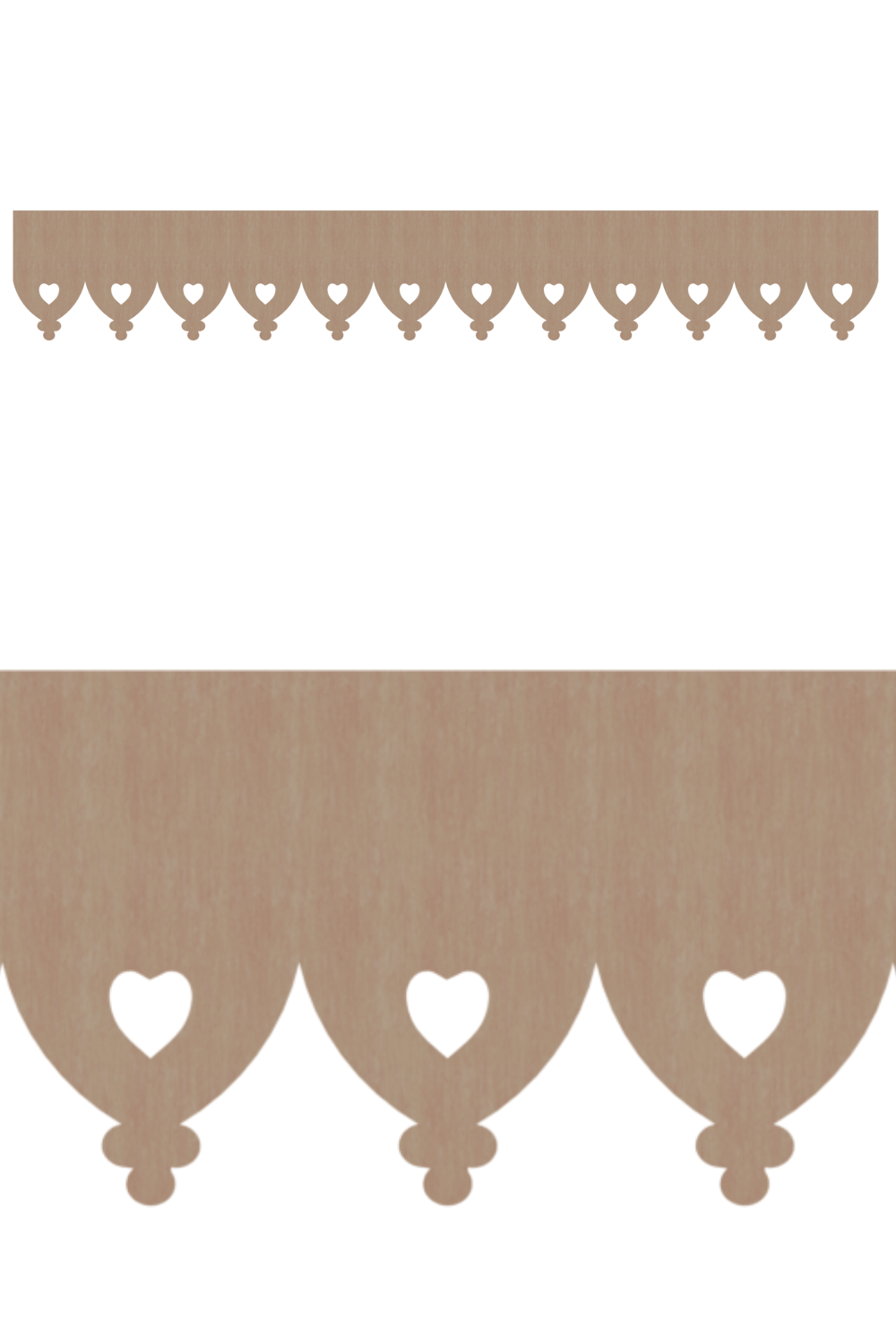 Détail du lambrequin Romans en bois, motif décoratif pour bord de toit et fenêtre, vue rapprochée sur la frise 80mm découpée, ORNABAT