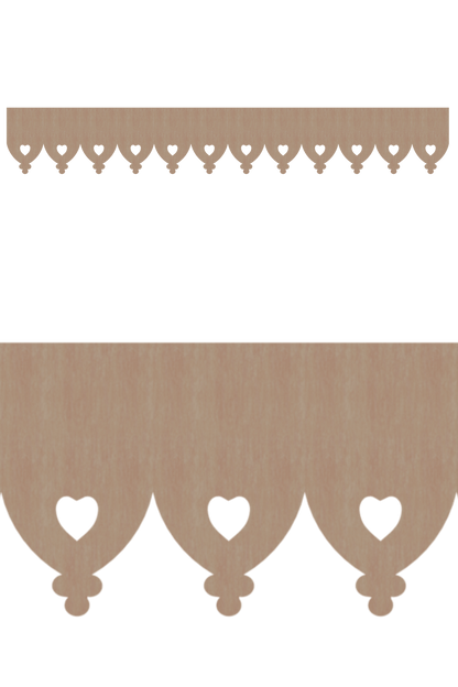 Détail du lambrequin Romans en bois, motif décoratif pour bord de toit et fenêtre, vue rapprochée sur la frise 80mm découpée, ORNABAT