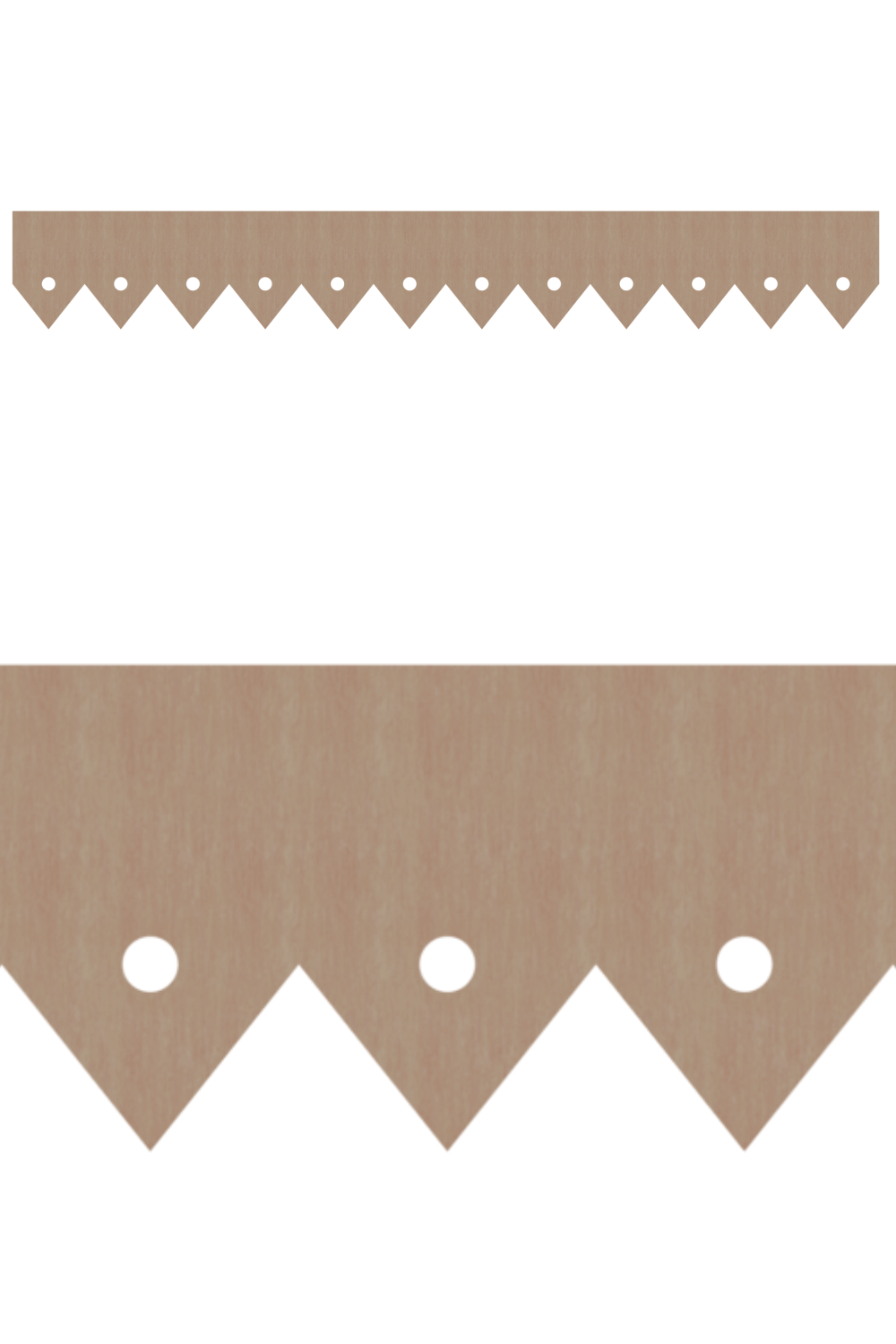 Détail du lambrequin Voiron en bois, motif décoratif pour bord de toit et fenêtre, vue rapprochée sur la frise 75mm découpée, ORNABAT