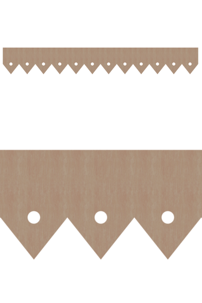 Détail du lambrequin Voiron en bois, motif décoratif pour bord de toit et fenêtre, vue rapprochée sur la frise 75mm découpée, ORNABAT